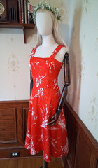 Vintage 1960s/1970s Red Psychedelic Print Boho Mod Hippie Sleeveless Dress