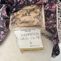 Vintage 1970’s Gunne Sax Blue Bow Print Floral Button Down Dress 5 S Victorian