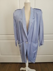 Vintage L.A. GLO Periwinkle Duster Jacket Womens L Studded Pleated Back 80s NWT