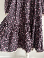 Vintage 1970’s Gunne Sax Blue Bow Print Floral Button Down Dress 5 S Victorian