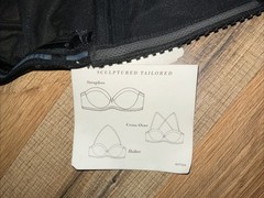 VTG Natori Shiny Black Unlined 31436 UW Strapless Bra Sz 34B Store Tag Attached