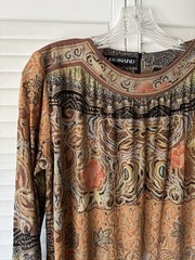 Vintage 70’s LEONARD Paris Silk Jersey Boho Floral Paisley Metallic Dress M-L