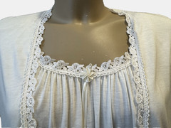 VTG Shadowline Cotton Blend Nightgown & Crop Jacket Sz S/M, Lace, NEW w/Tags