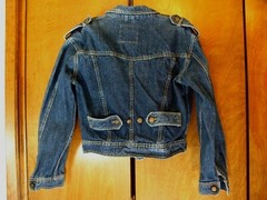 Vintage Womens New York Girl Denim Jeans Jacket Dark Blue Wash Sz Med Mexico