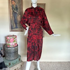 Vintage 1980s does 40s Femme Fatale Cut Out Back Wiggle Dress by April Rain L