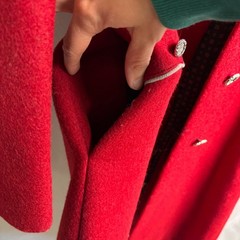 Vintage BOOS Austrian Style Red Wool Capelet Coat Cape Heritage Dark Academia