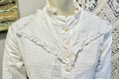 Antique 1880s Two-Piece Cotton Summer White Bustle Dress Original Buttons 32″ B