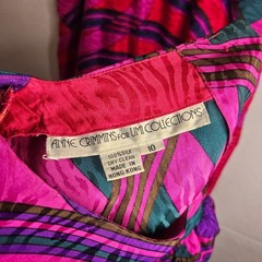 Anne Crimmins UMI Collections Silk 2 Pc Dress Set 80s Pink Purple Geometric 10
