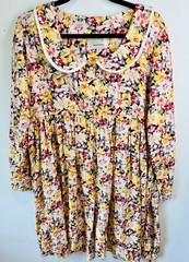 VTG 90’S NINI DE LENCLOS FLORSL GARDEN PILGRIM COLLAR BABYDOLL DRESS*5 S