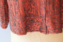 Antique 1920s Burnt Orange Heavily Beaded Blouse 20s Vintage Beaded Blouse