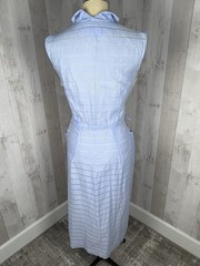 Vintage 1940s DRESS Frock Cotton Day DRESS Pale Blue Retro Pinup WWII S/M