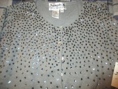 Vintage Womens Joseph A Grey Sequin Cardigan Sweater – NWT Medium