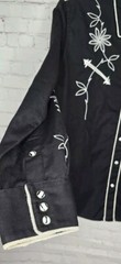 Panhandle Slim Western Pearl Snap Embroidery Black Shirt Rodeo Women Sz L USA