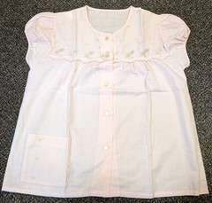 Vintage Katz Pink Embroidered Floral Button Up Top Pants Long PJs Pajamas Set