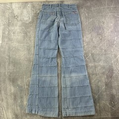 Vintage ’70s Brittania Patchwork Light Wash Bellbottom Boho Flare Jeans 33 Waist