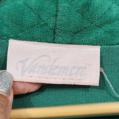 Vintage Vandemere Green Velour Robe Quilted Collar Belted Full Length Size L