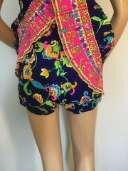 Vintage Bathing Suit Sand castle 50’s 60’s Pinup Swimsuit Romper Crystal Pleats