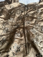 Vintage 1970s Bronze Floral Dress Made with 1950s English Fabric Below Knee