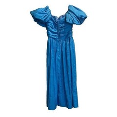 Vintage Alyce Designs Prom Dress Womens XS Blue Puff Sleeve Cocktail Retro Glam