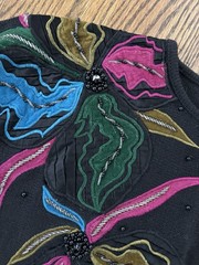 Vintage 1990’s Avant Garde Colorful Black Embellished Batwing Sweater M