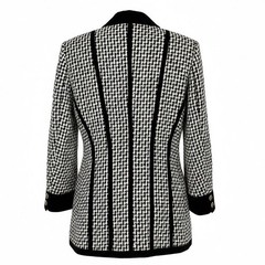 ESCADA by Margaretha Ley Houndstooth Blazer Jacket Tweed Velvet Size 40