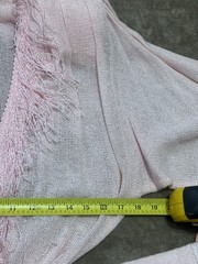 VTG SMALL SYBIL Pink Knit Fringe Diaphanous Transparent Peignoir Dress Glamour