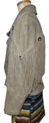 Sky Blue Waters Size L Fringe Jacket Vintage 80’s Biker Western Suede