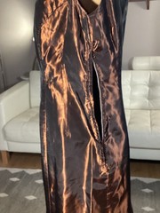 Vintage 50’s Iridescent Brown Cocktail Party Sheath Dress Womens XL Lace Collar