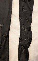 VICTORIAN 19TH C BLACK SILK STOCKINGS W SWEET BEADED BOW DESIGNS