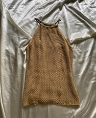 Vintage 1990s Ralph Lauren Linen Knit Halter Sweater Tank Minimal Western M