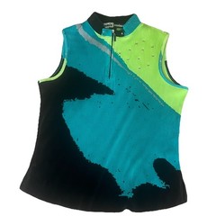 Vintage Jamie Sadock Y2K Micro Elite Crunch Rorschach Studded Zipper Top M