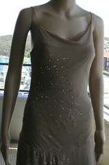 VINTAGE Seduce Cocktail Glamour Flirty Sexy Sheer Glitz Asymmetrical Dress