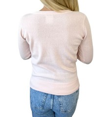 CHANEL Vintage 01A CC Mark Logo Long Sleeve Sweater Top #38 Pink Cashmere Knit