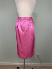 VTG Chad Stevens Pink Metallic Lurex Skirt Suit Set 22W Scalloped Evening Party
