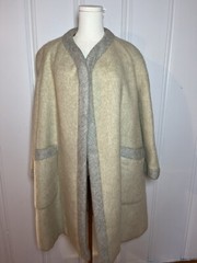 Vintage Geoffrey Beene Coat Robinson’s 50s 60s Cream Grey Lined *FAST SHIP*