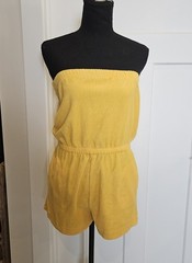 VTG 1970s Women’s Terry Cloth Romper By De Mura Japan Sunflower Yellow Large