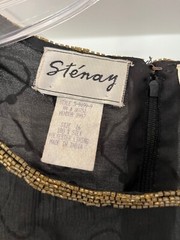 Vintage Dress Stenay Beaded Sequins Silk Black Size 16 NWOT