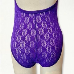 Vintage 1970s Frederick’s of Hollywood Purple Lace Lingerie Bodysuit Size Large