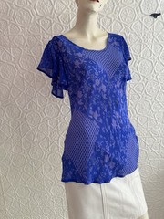 1990s/Y2K blue floral silk top and scarf Jagoda Kursa 2000s summer print luxury