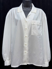 VTG JONQUIL by JUDY BOND Size 14 Button Up Lace Detail Neckline Blouse Ivory