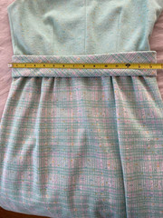 Vintage 60s Mod Sea Foam Green Plaid Dress Blazer Suit by Eleanor Brenner