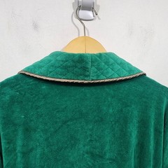 Vintage Vandemere Green Velour Robe Quilted Collar Belted Full Length Size L