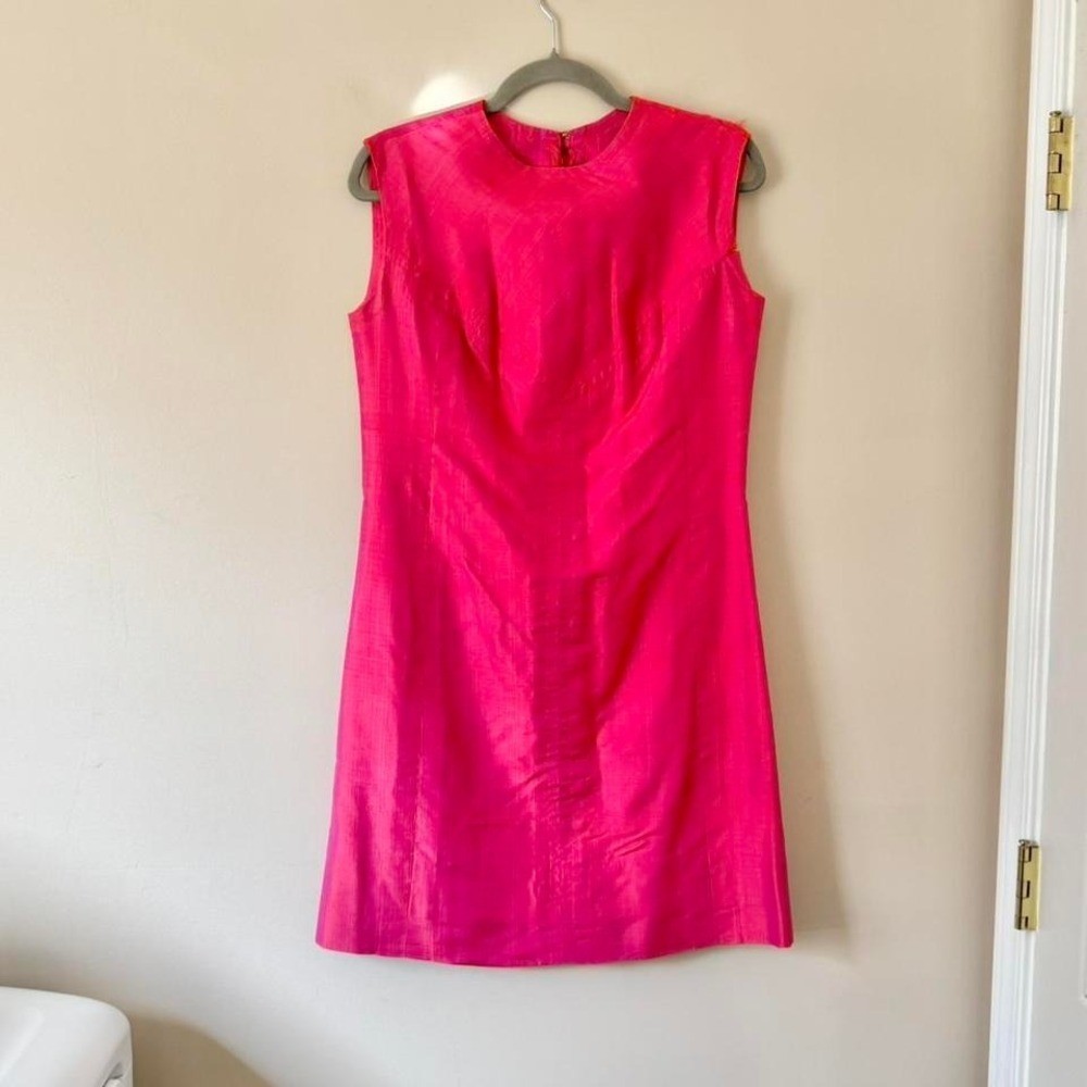 Vintage 60s pink orange iridescent dress AS IS mod shift mini raw silk small