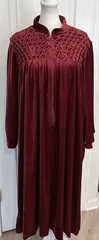 Saybury VTG Velvet Nightgown Housecoat Red Burgundy Zip Yoke Cozy Loungewear XL