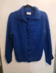 Antartex Sweater 75% Mohair 25% Wool Hand Knitted Scotland Royal Blue Medium