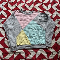 Vintage 1980s Acrylic Crewneck Women’s Color Block As Is Worn Flaws