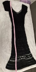Gorgeous Vintage CACHÉ Black Beaded Crochet Knit Midi Dress XS/S/M