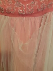 Vintage 40s 50s EXQUISITE Beaded Tulle Evening Dress Needs TLC