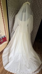 Vintage Renaissance 70’s Victorian Edwardian Wedding Dress Train Size 2/4P +VEIL