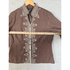 VTG Carole Little Silk Jacket XL Brown Beaded Embroidered Boho Art to Wear Lined